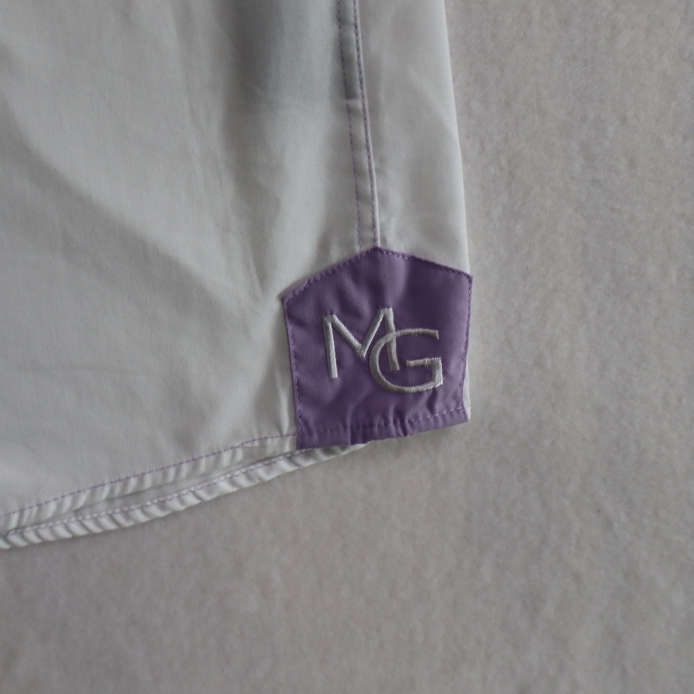 Martin Gordon Shirt Large White Long Sleeve Contemporary Fit Purple Trim Accent - Picture 9 of 9